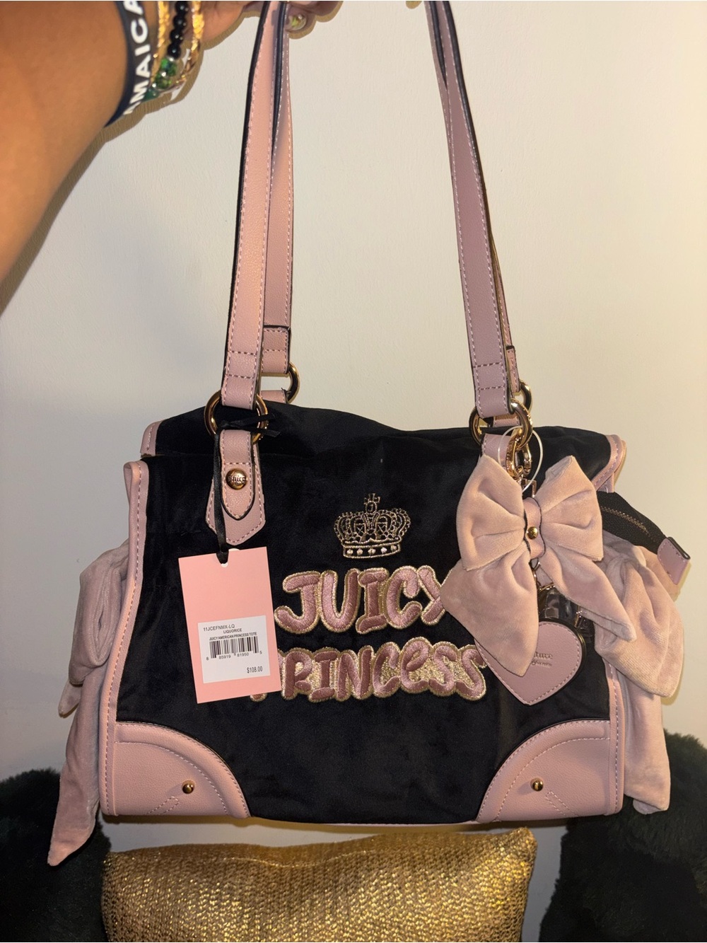 Juicy Couture Black and Pink 'Juicy Princess' Shoulder Bag